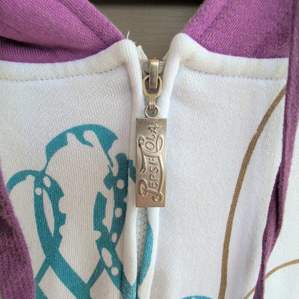 Pepsi-Cola Zip Up Hoodie Mens 3XL White Purple Graphic Print Y2K 2007 Vintage - Picture 5 of 5